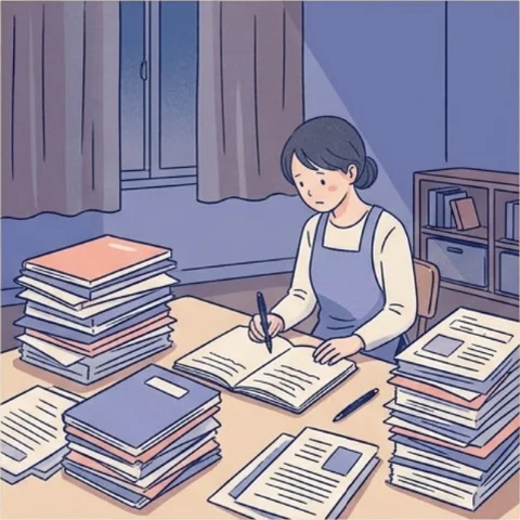 書類が多いの悩みのイラスト