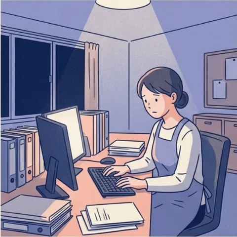 残業の悩みのイラスト